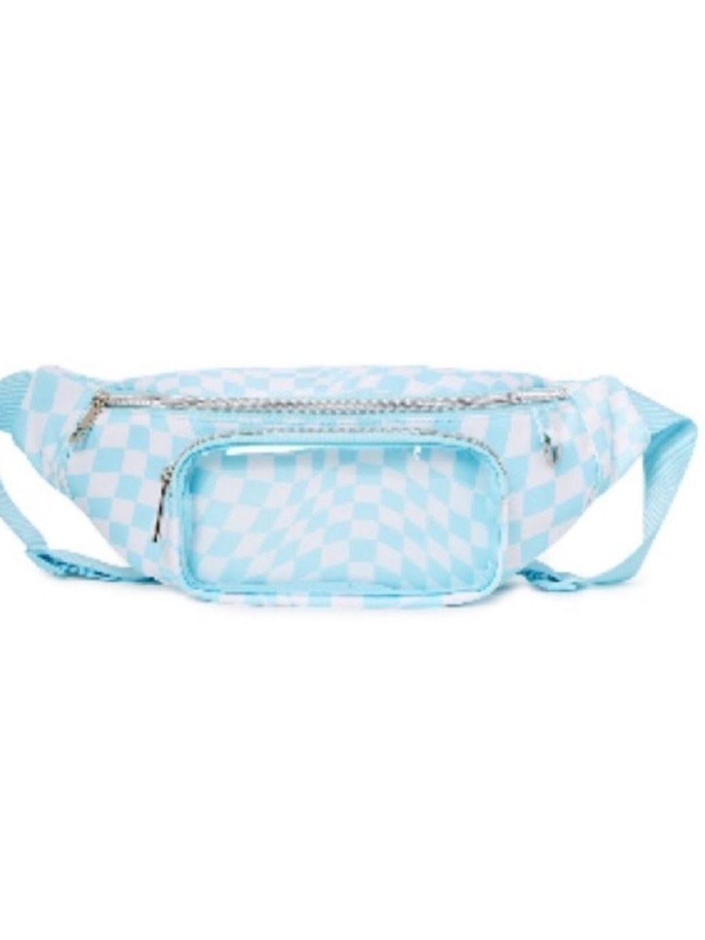 No Boundaries  Fanny Pack Waist Bag Aqua Spa Checker Print, new